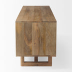 Grier Light Brown Solid Wood and Cane 3 Door Media Console