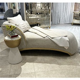 AICO Furniture Scotts Square Chaise CornSilk in Light Champagne